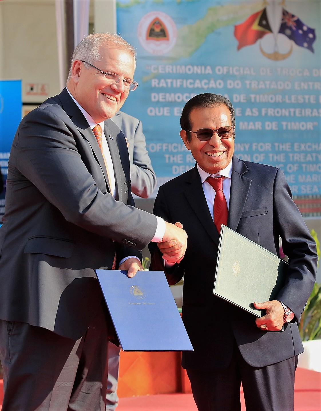 scott morrison and taur matan ruak exchange treaties