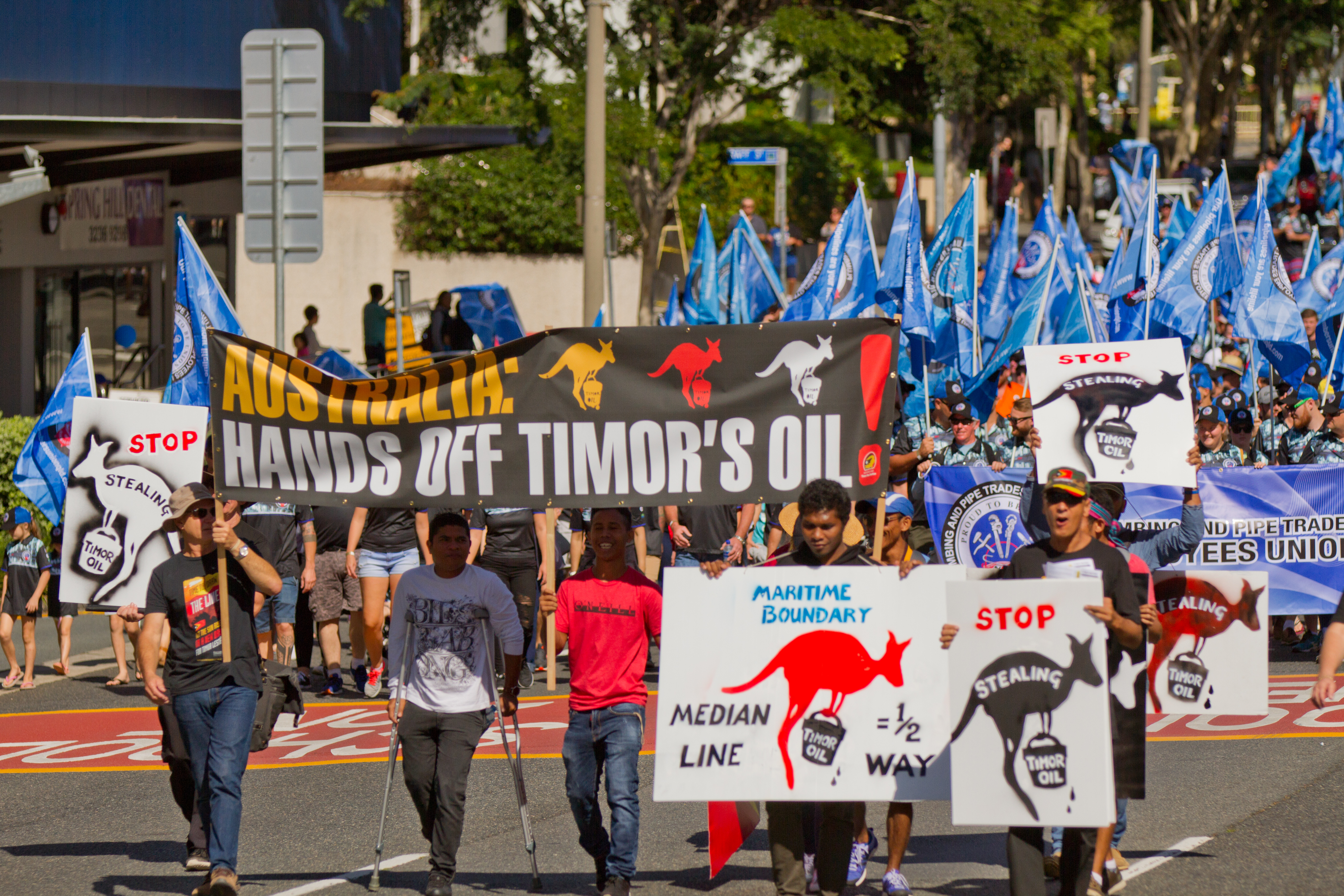 protest against australian exploitation of east timor oil resources