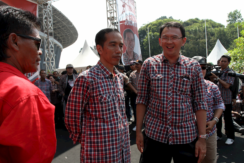 jokowi and ahok wearing checkered shirts