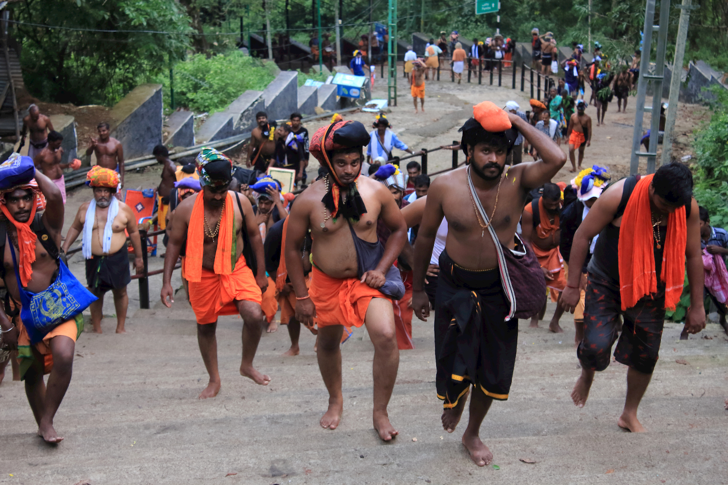 pilgrims walking to the sabarimala temple in kerala india