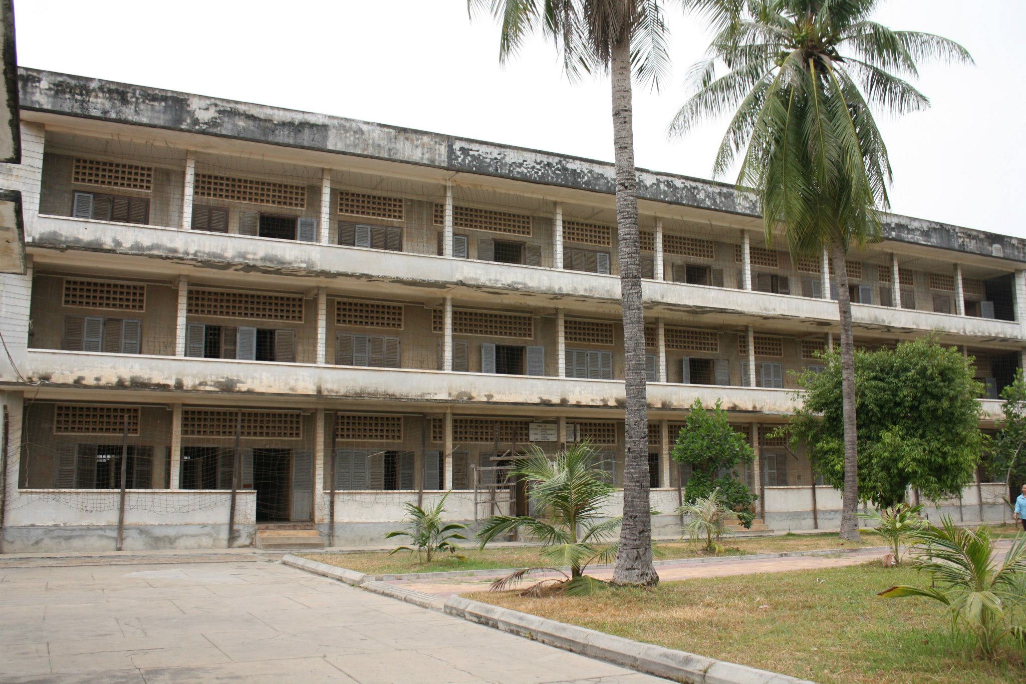 The main building of S-21, or Tuol Sleng prison in Phnom Penh, Cambodia.