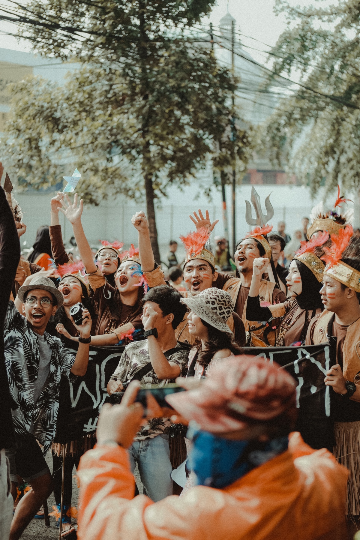 A picture of Javanese youths celebrating together.