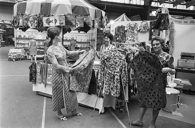Sarongs sold at a market in the Hague.