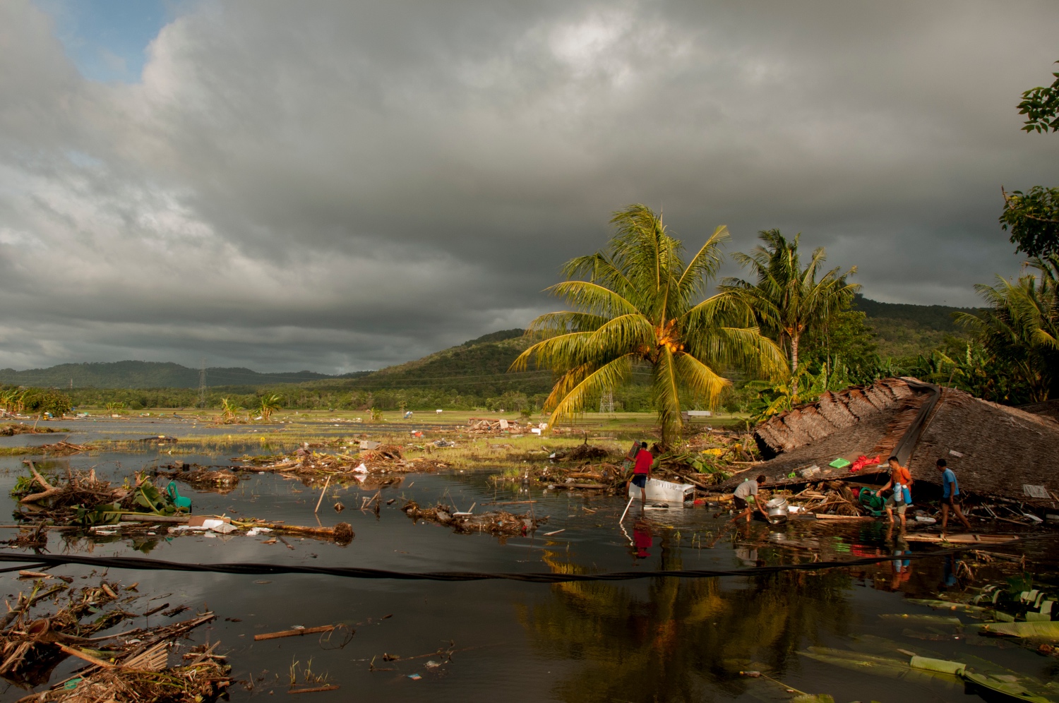 Houses were decimated by the tsunami that was triggered by the eruption of Anak Krakatua in Banten, Indonesia on 28 December 2018.