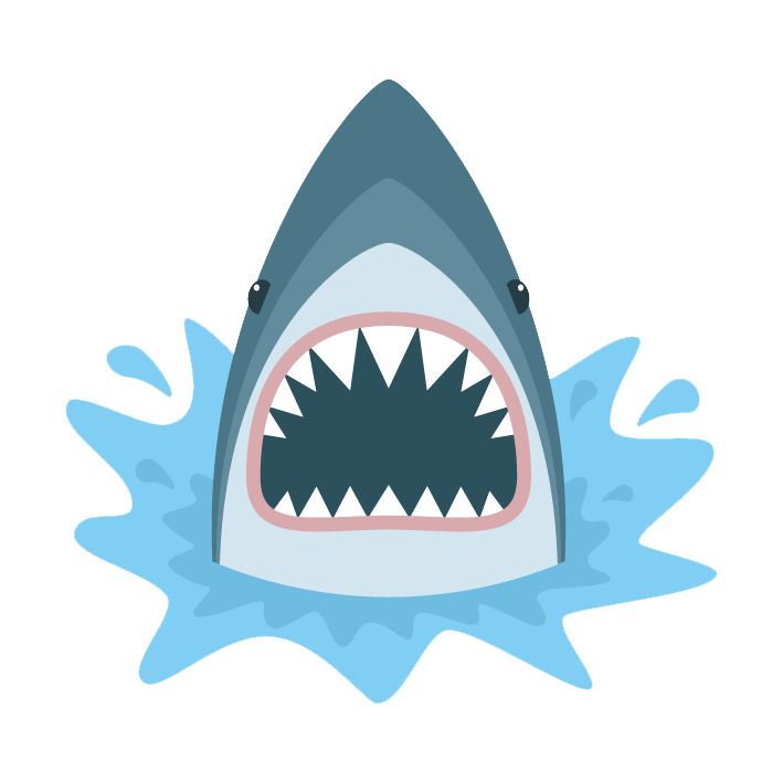 A illustration of the shark from Jaws, the movie.